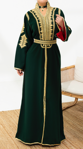 Olive Green Traditional Moroccan Caftan