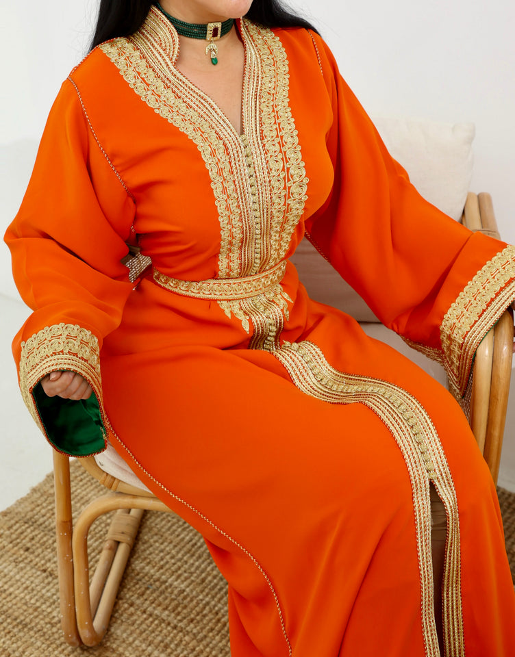 Orange traditional Moroccan Caftan