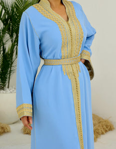 Baby blue traditional Moroccan Caftan