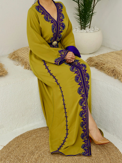 Olive green traditional Moroccan Caftan