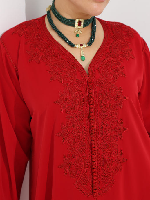 Casual Moroccan Caftan Red