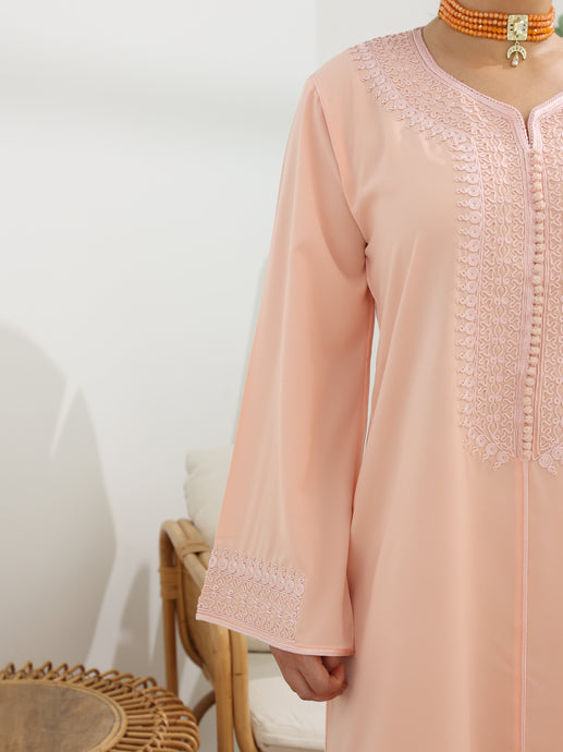 Casual Moroccan Caftan Light Peach